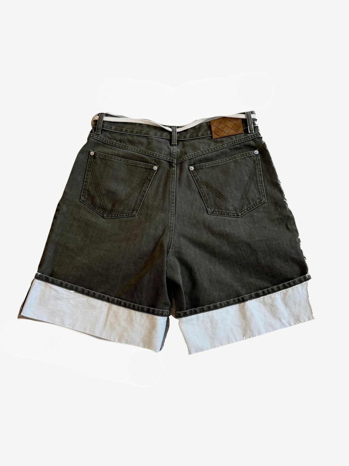 Bottega Veneta Olive Stonewashed Denim Shorts