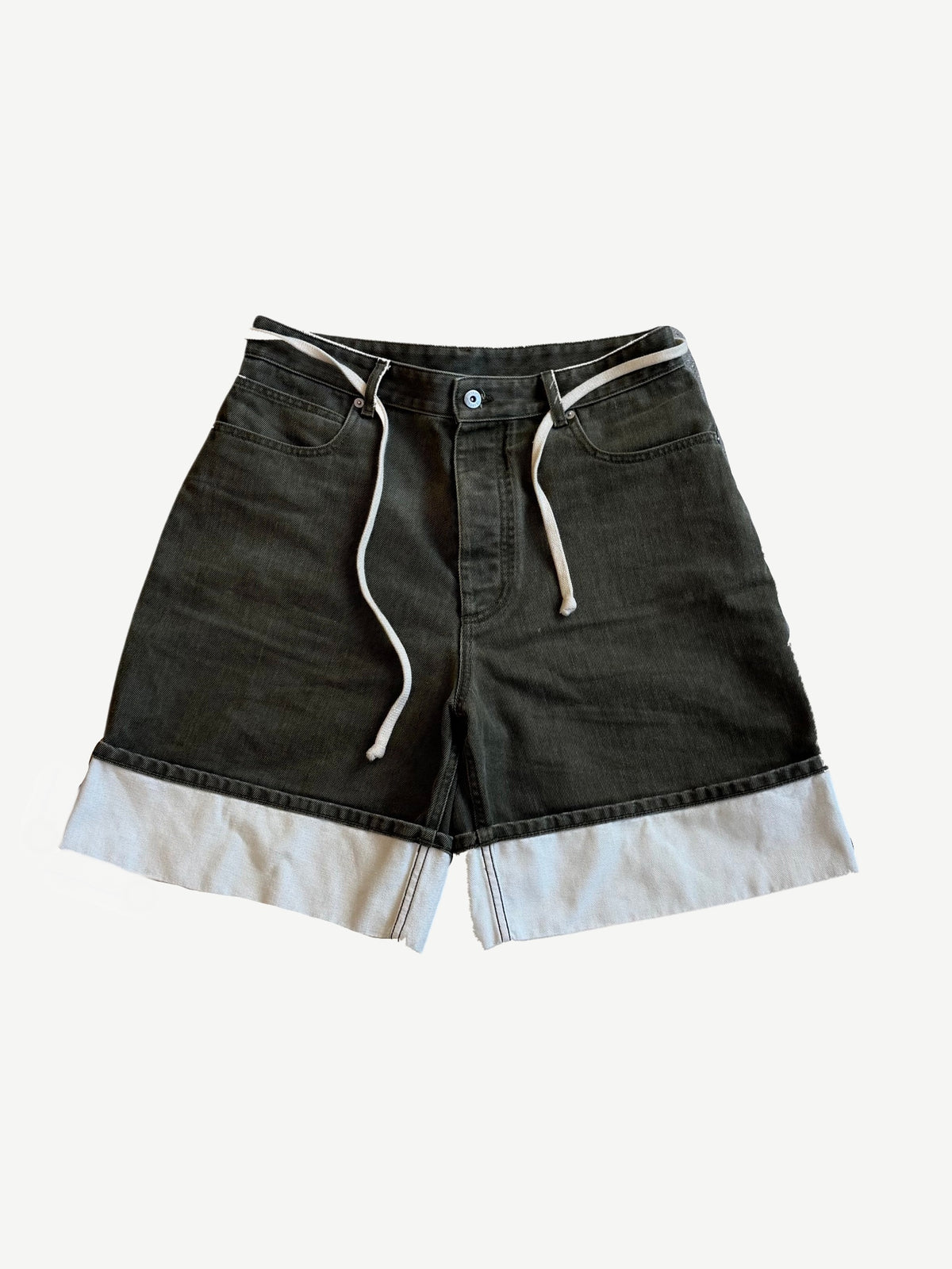 Bottega Veneta Olive Stonewashed Denim Shorts