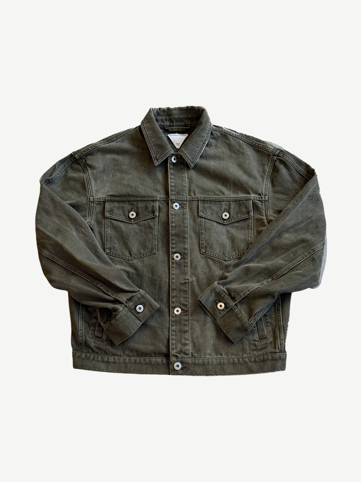 Bottega Veneta Olive Stonewashed Denim Trucker Jacket