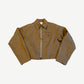 Bottega Veneta tan cotton twill cropped work jacket with point collar, zip front and triangle pocket