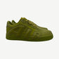Cactus Plant Flea Market Moss green Nike Air Force 1 sneaker side with tonal puffy AIR overlay letters.