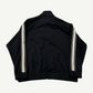 Celine black tracksuit jacket back view in double face jersey with clean panel and stand collar.