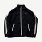 Celine black double face jersey tracksuit jacket front with full zip and contrast white side stripes.