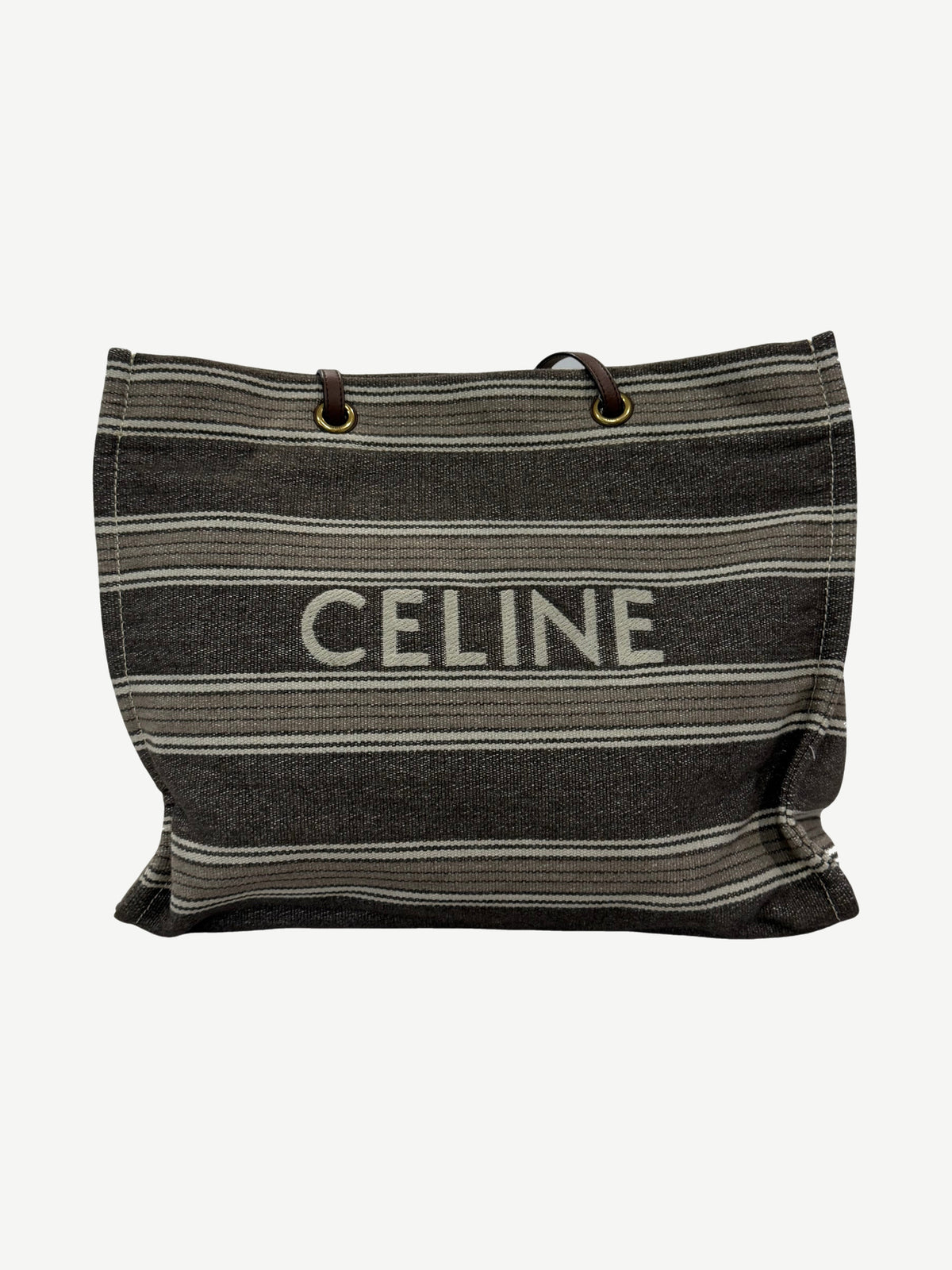 Celine Striped Jacquard Cabas Tote Bag