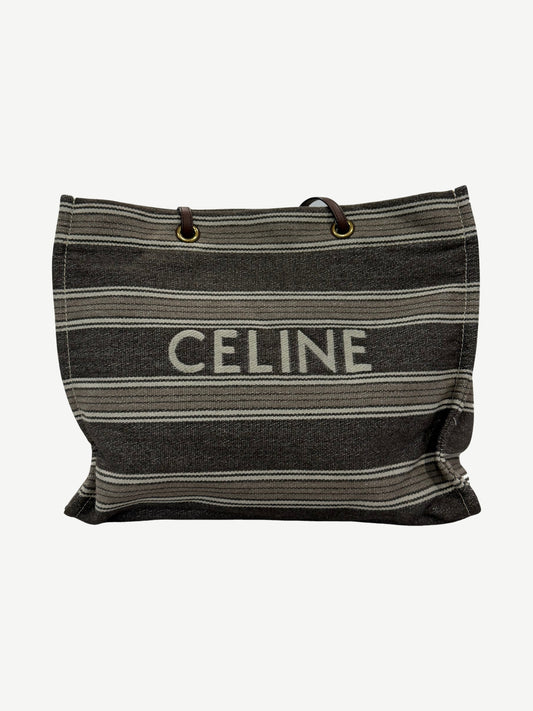 Celine Striped Jacquard Cabas Tote Bag