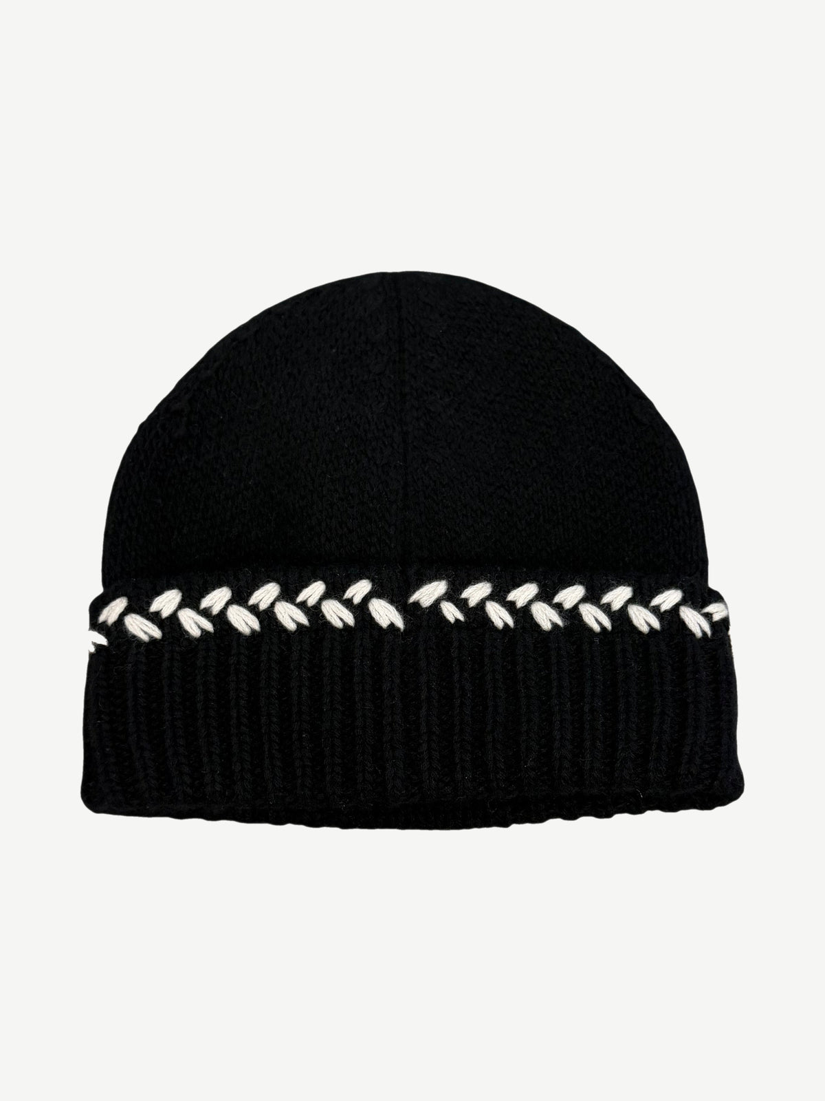 Chanel Black CC Embroidered Cashmere Beanie