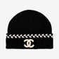Chanel Black CC Embroidered Cashmere Beanie