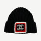 Chanel Black CC Square Emblem Ribbed Knit Cashmere Beanie