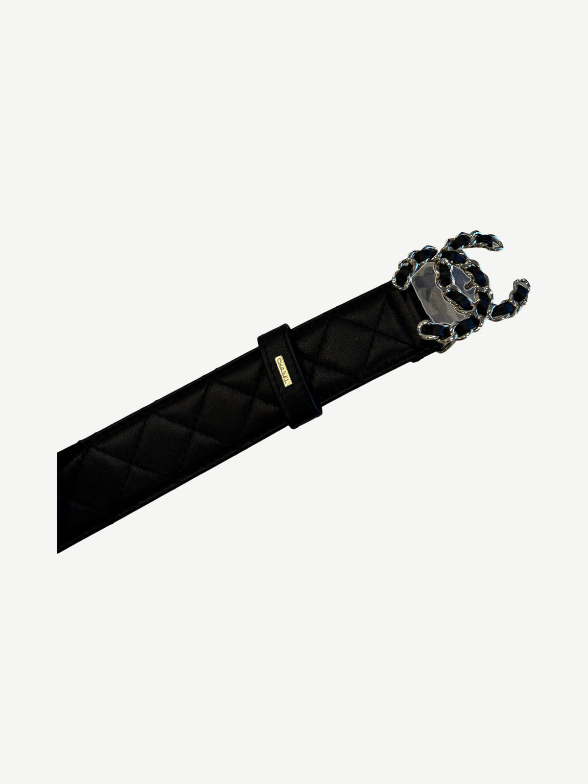 Chanel Black Quilted Leather CC Chain Belt