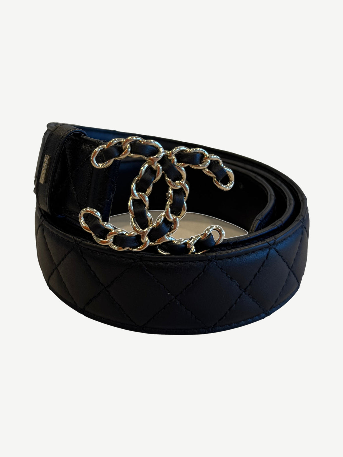 Chanel Black Quilted Leather CC Chain Belt