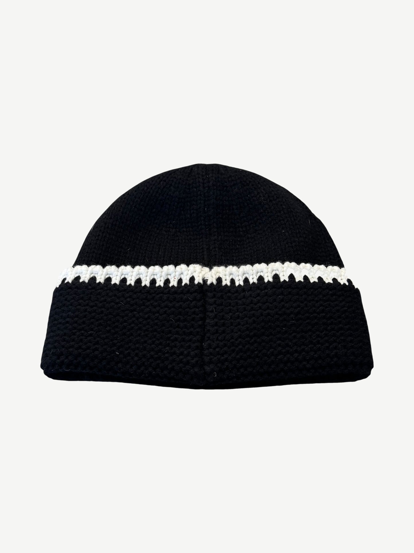 Chanel Black White Wool Knit Beanie
