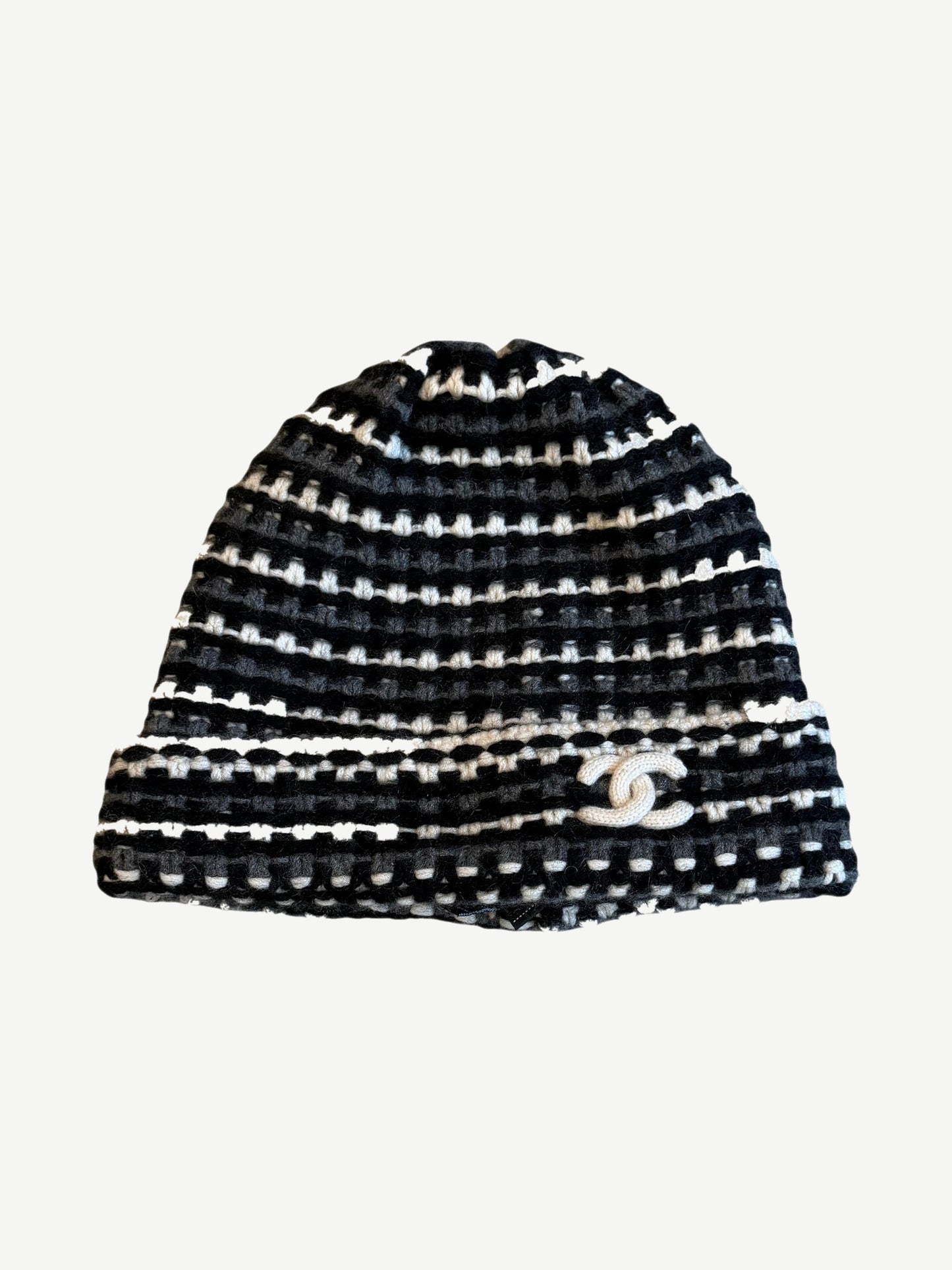 Chanel Cashmere Tricolor Logo CC Beanie