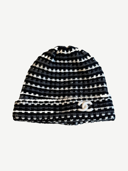 Chanel Cashmere Tricolor Logo CC Beanie
