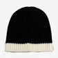 Chanel CC Black White Ribbed Knit Beanie