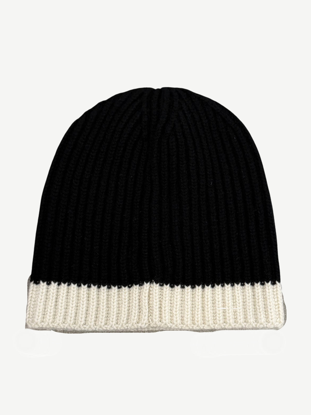 Chanel CC Black White Ribbed Knit Beanie