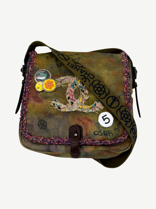 Chanel Graffiti ‘On The Pavements’ Canvas Crossbody Flap Messenger Bag