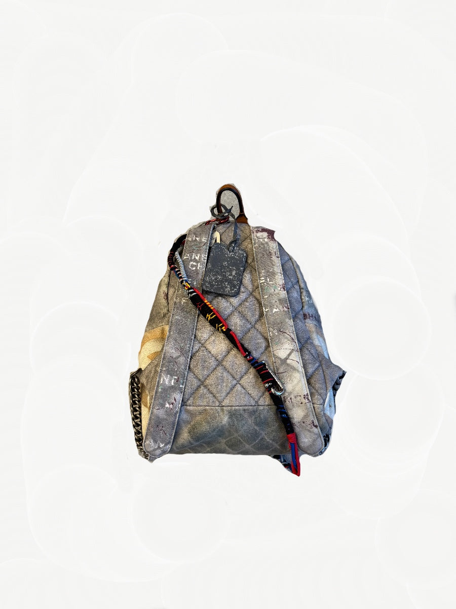 Chanel Graffiti Printed Canvas Medium Backpack