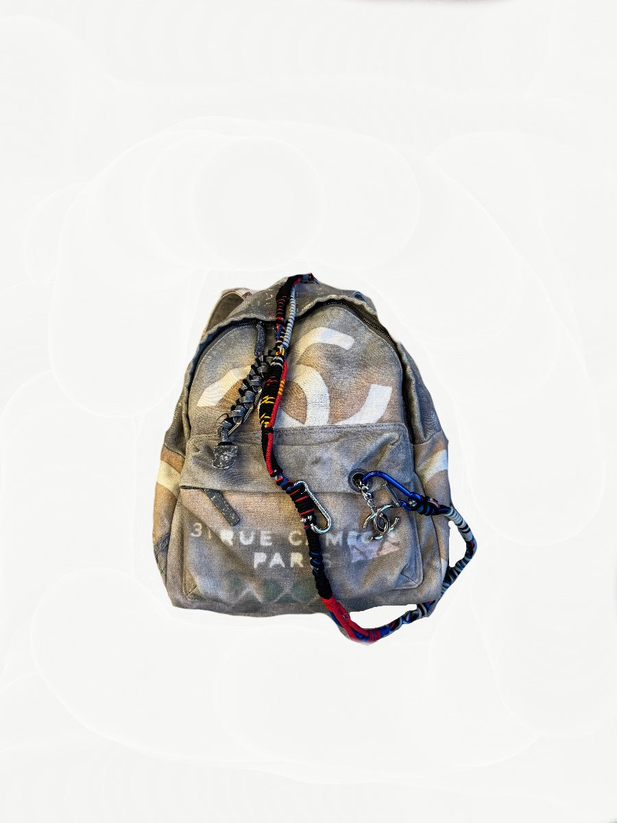 Chanel Graffiti Printed Canvas Medium Backpack