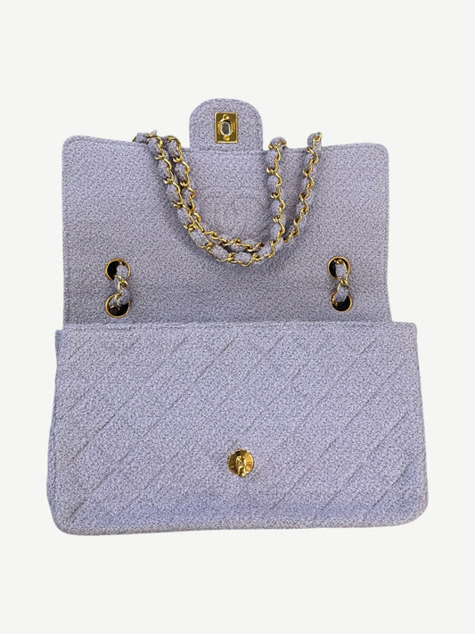Chanel Lilac Tweed Quilted Rectangular Mini Flap Bag
