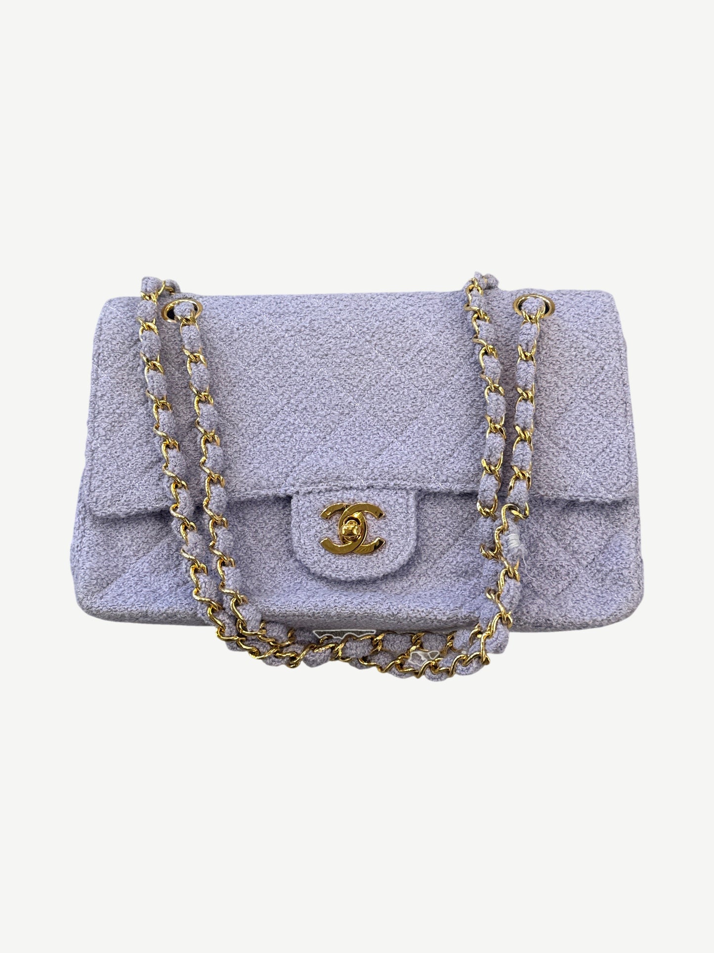 Chanel Lilac Tweed Quilted Rectangular Mini Flap Bag