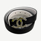 Chanel Silver CC Logo Leather Reversible Belt