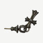 Chrome Hearts Babyfat cross earring alternate angle showing sterling silver post and engraved back hallmark.