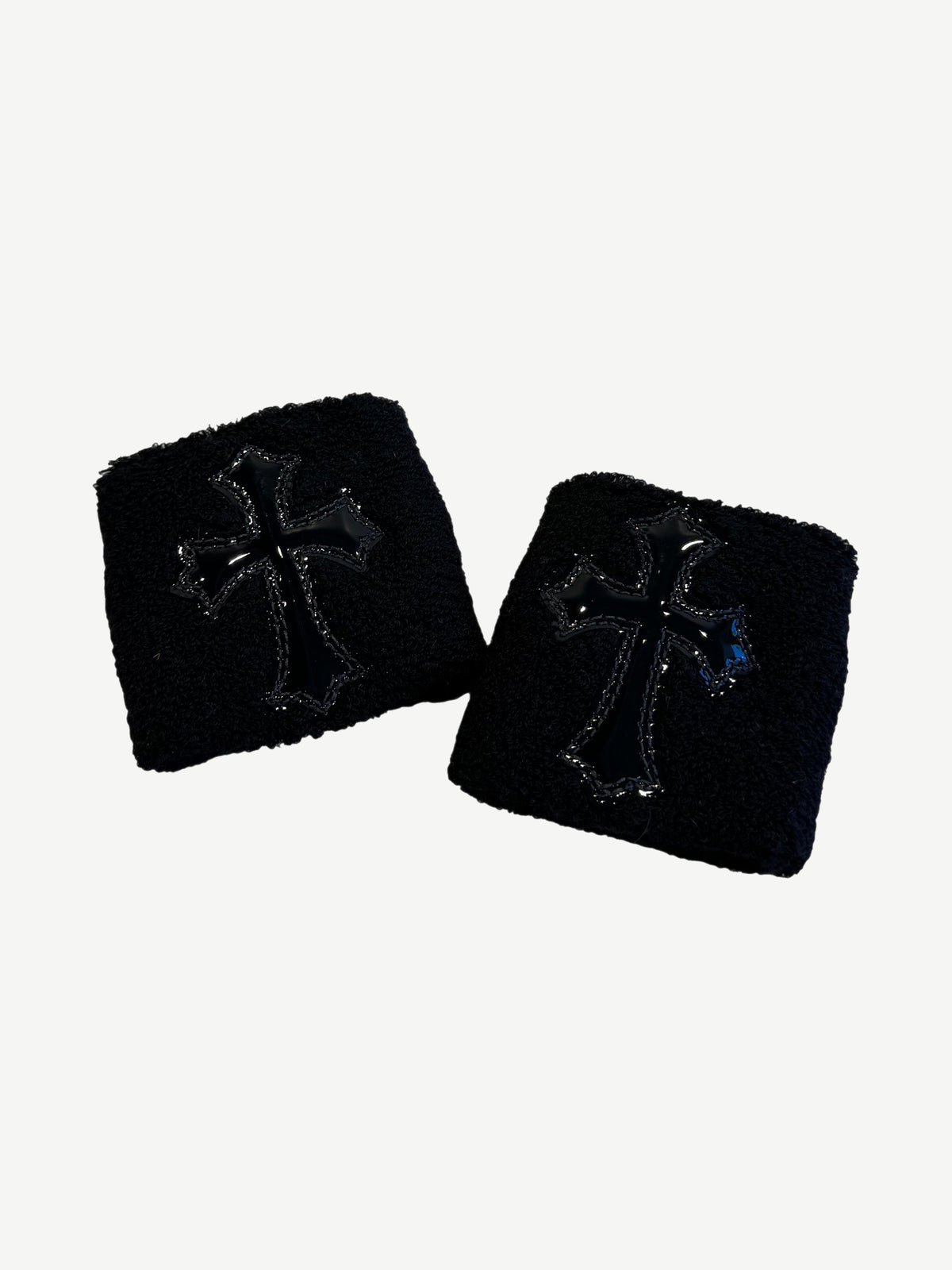 Chrome Hearts Black Black Patent Cross Patch Sweatbands Set