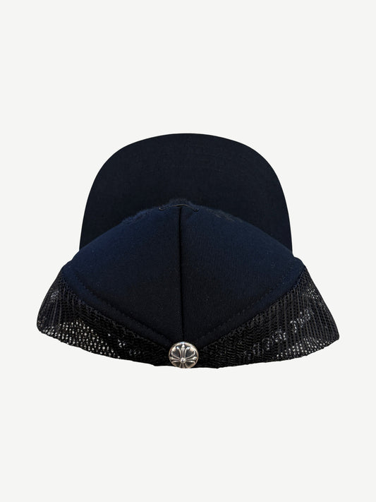 Chrome Hearts Black Black Pony Hair Triple Cross Trucker Hat
