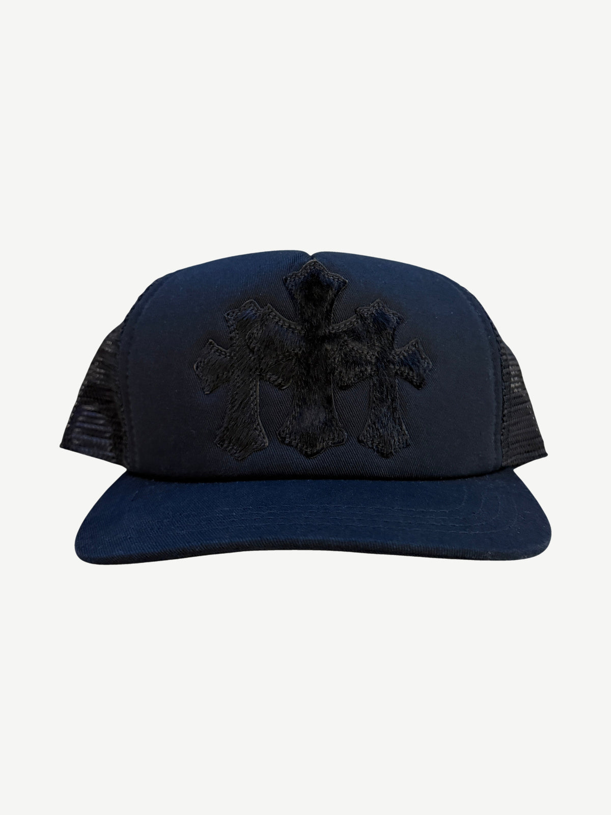 Chrome Hearts Black Black Pony Hair Triple Cross Trucker Hat