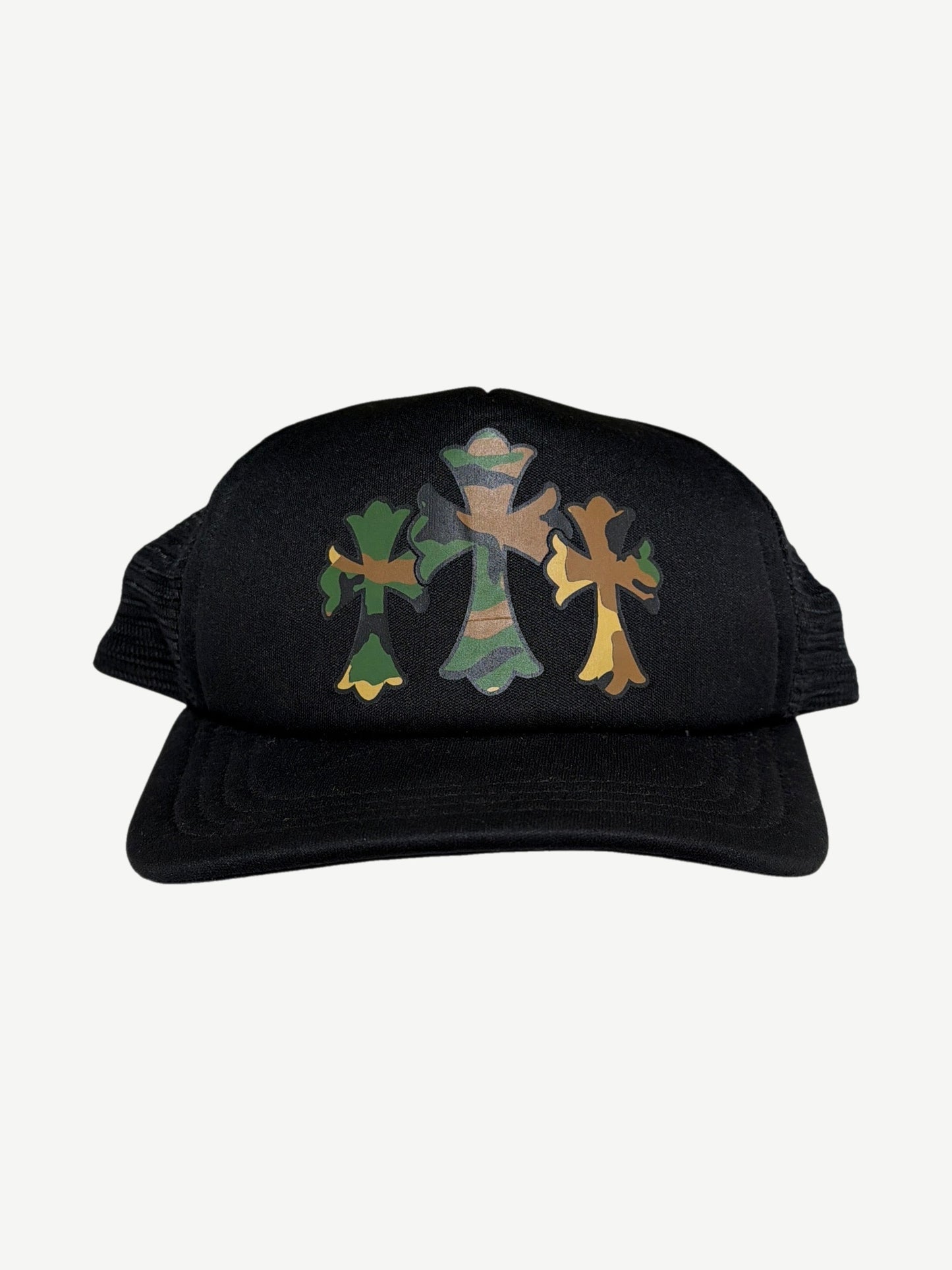 Chrome Hearts Black Camo Triple Cross Trucker Hat