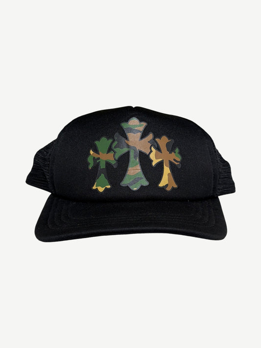Chrome Hearts Black Camo Triple Cross Trucker Hat