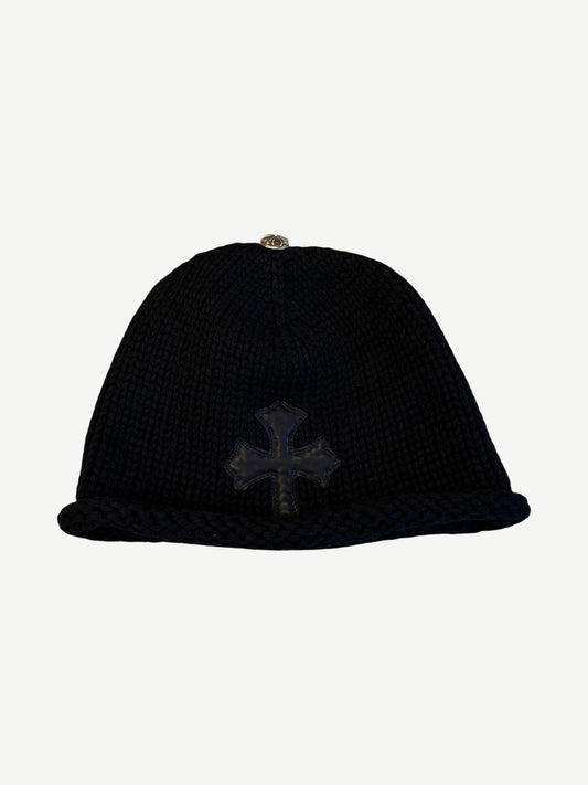 Chrome Hearts Black Cashmere Cross Patch Beanie