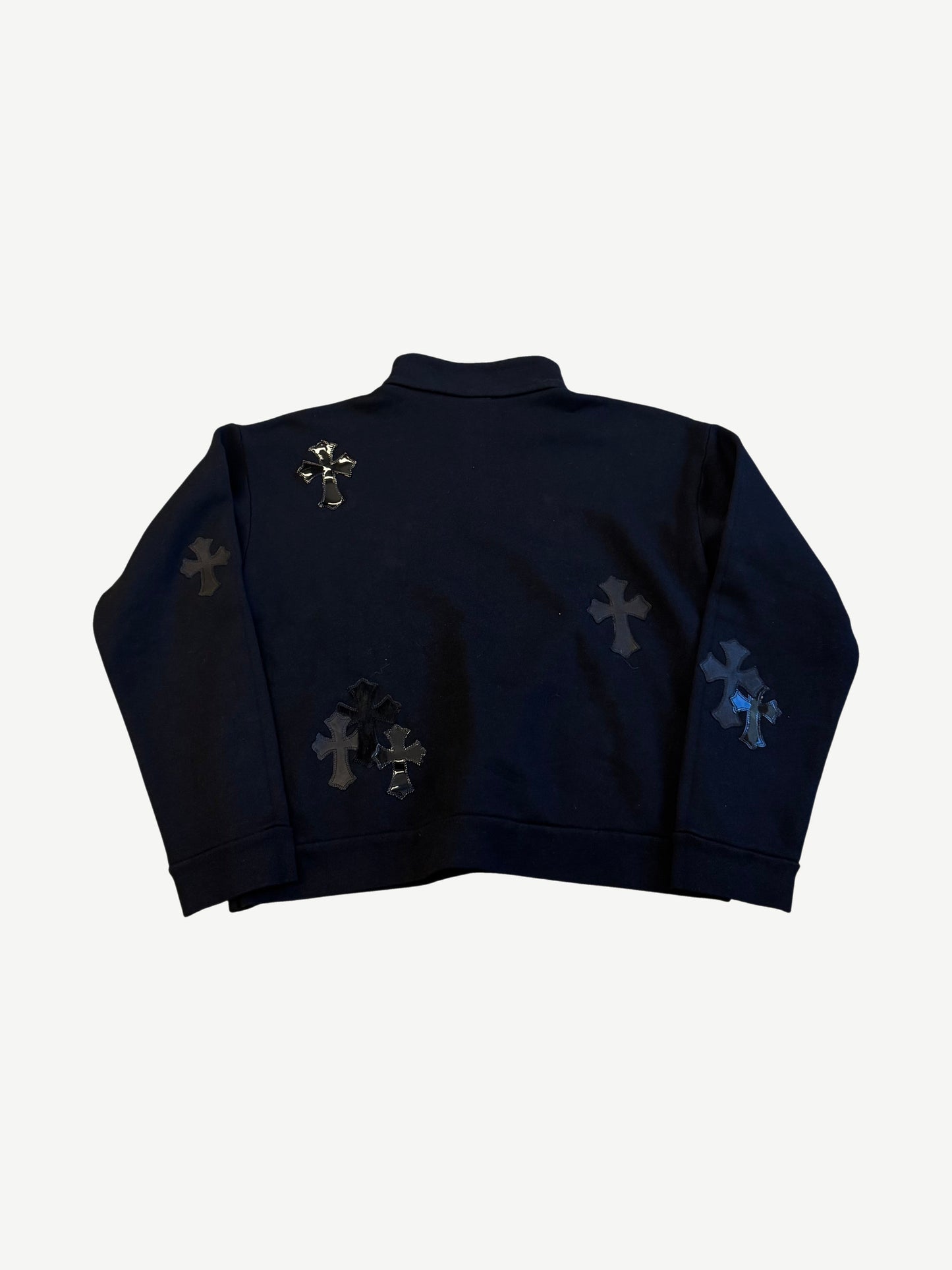 Chrome Hearts Black Cross Patch Quarter Zip Sweater