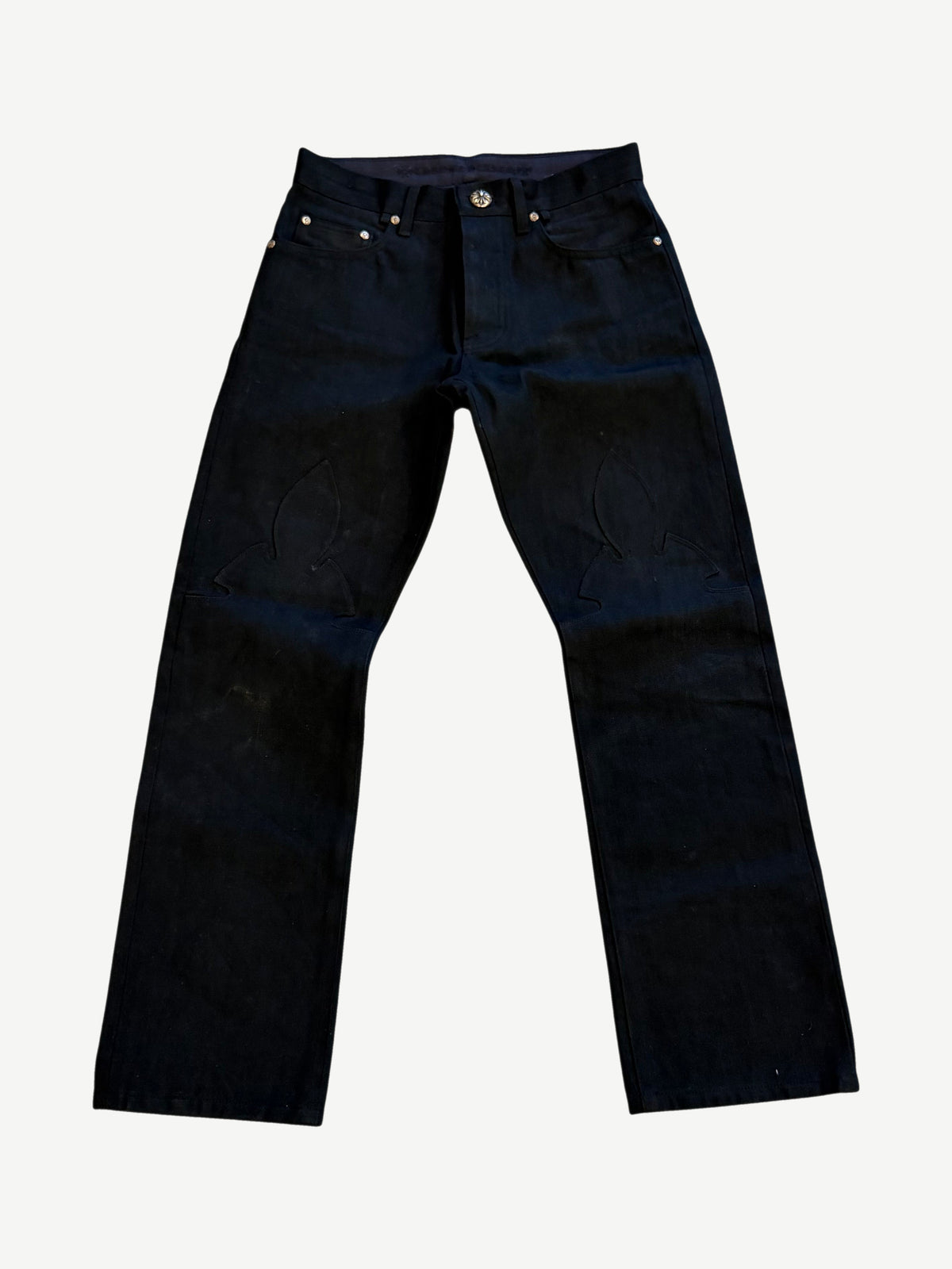 Chrome Hearts Black Fleur Knee Denim Jeans