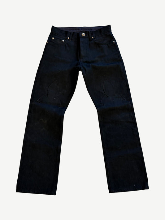 Chrome Hearts Black Fleur Knee Denim Jeans