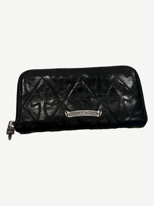 Chrome Hearts Black Flooded Cemetery Cross Long Wallet