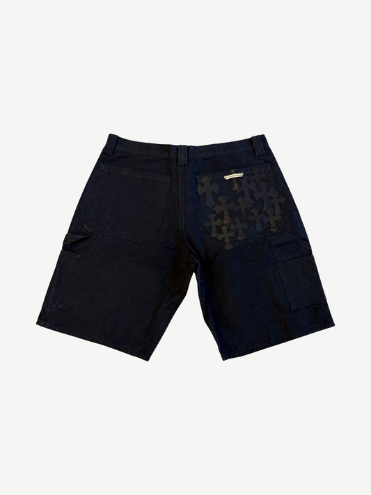 Chrome Hearts Black Flooded Patch Double Knee Carpenter Shorts