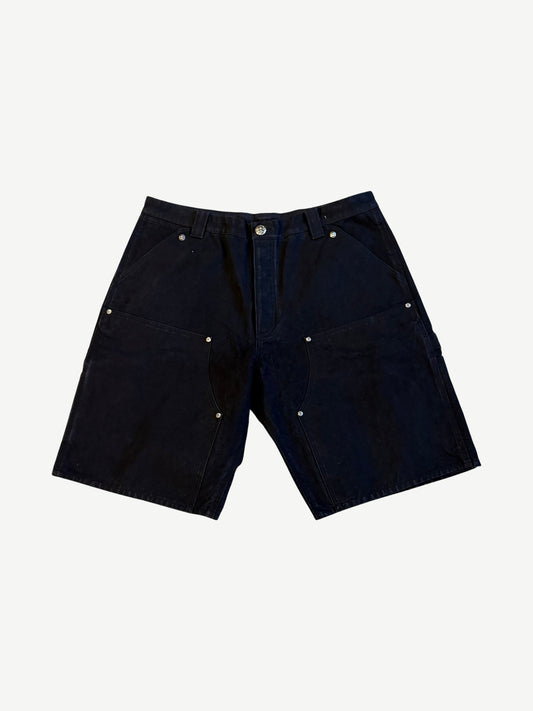 Chrome Hearts Black Flooded Patch Double Knee Carpenter Shorts