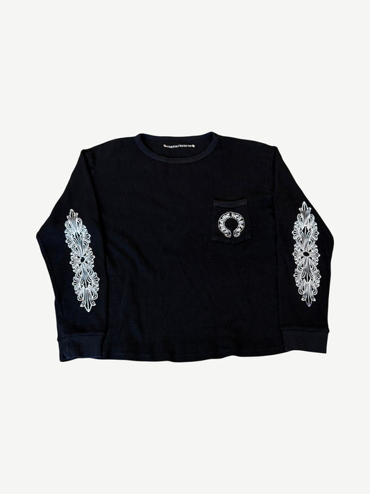 Chrome Hearts Black Floral USA Thermal Longsleeve
