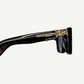 Chrome Hearts Vagillionaire glasses angled view showing gold CH cross temple hardware accent.