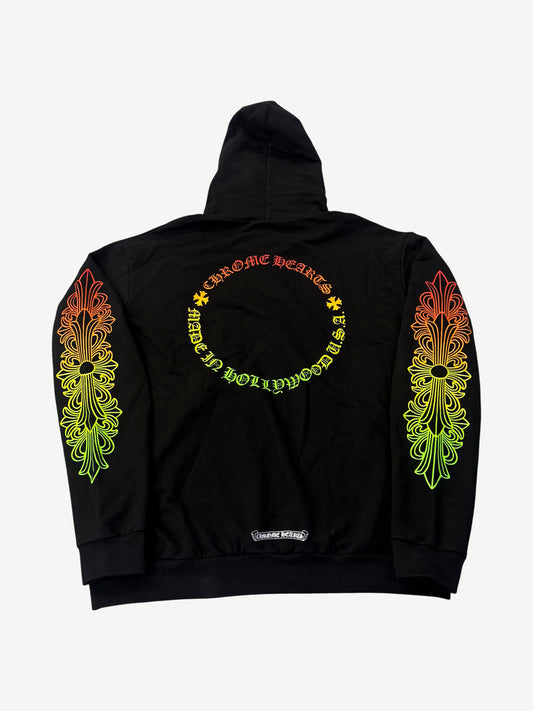 Chrome Hearts Black Gradient Circle Logo Horseshoe Floral Zipup