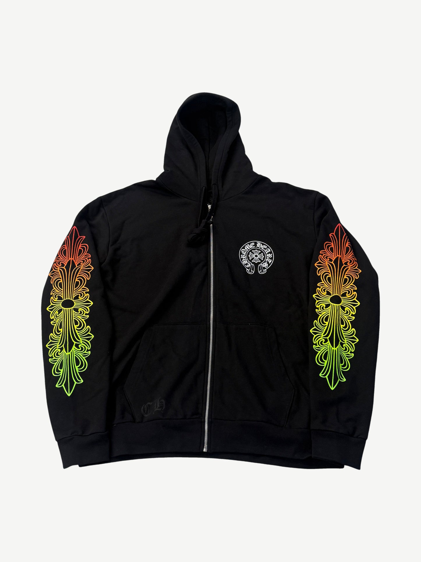Chrome Hearts Black Gradient Circle Logo Horseshoe Floral Zipup