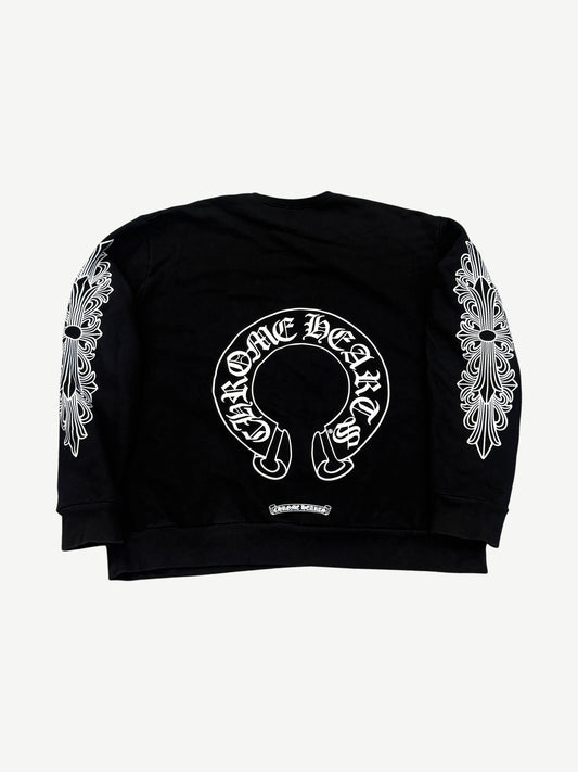 Chrome Hearts Black Horseshoe Floral Crewneck