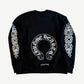 Chrome Hearts Black Horseshoe Floral Crewneck