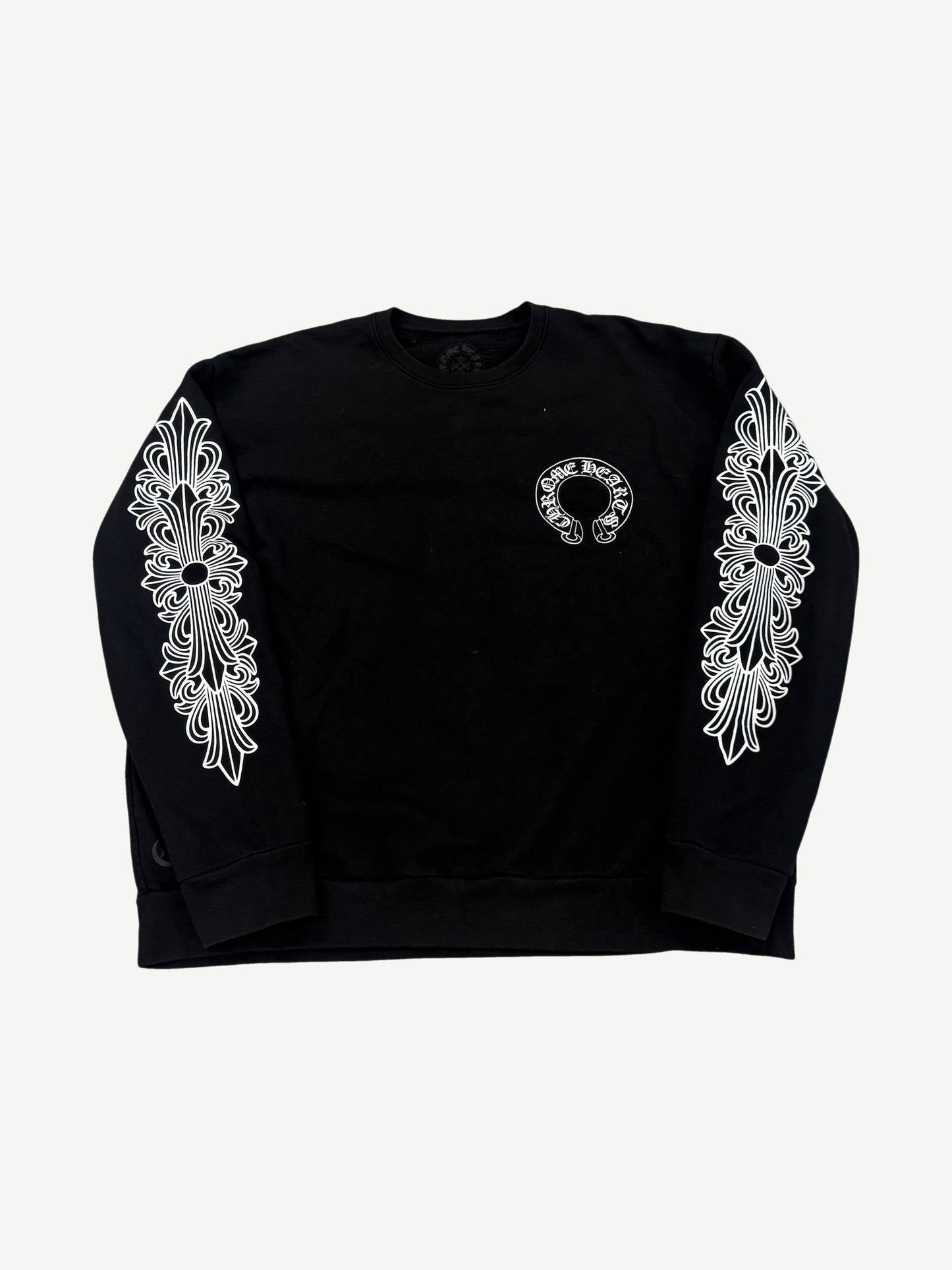 Chrome Hearts Black Horseshoe Floral Crewneck