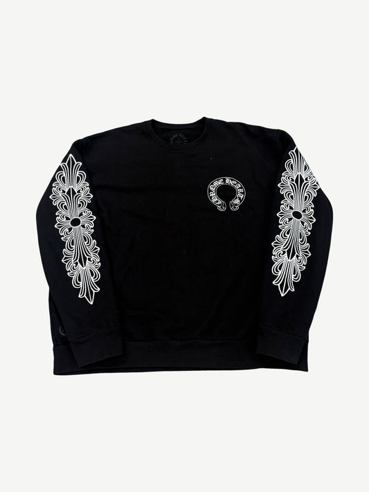 Chrome Hearts Black Horseshoe Floral Crewneck