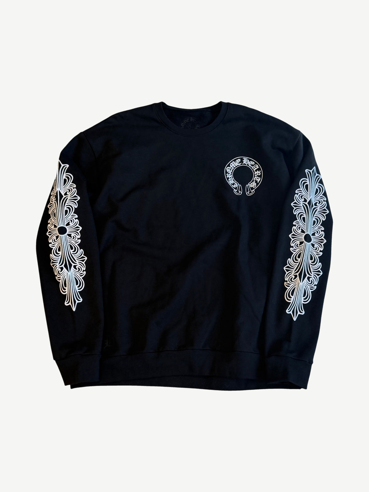 Chrome Hearts Black Horseshoe Floral Crewneck