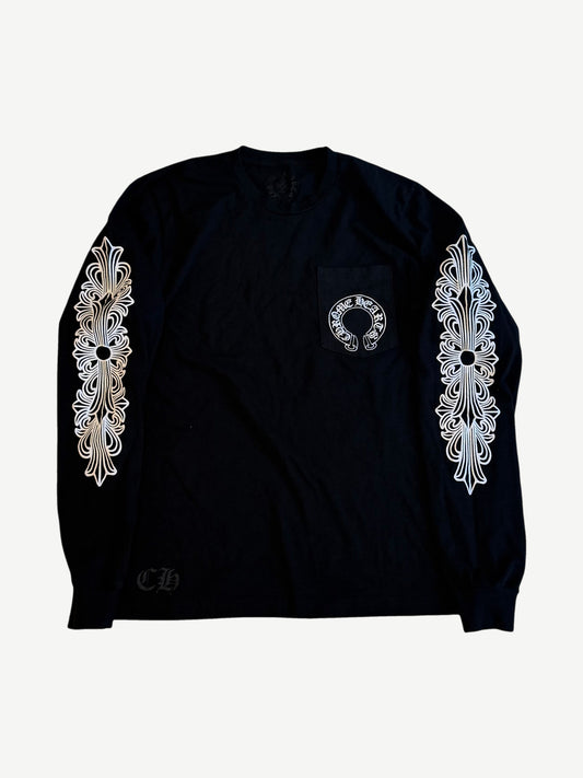 Chrome Hearts Black Horseshoe Floral Longsleeve