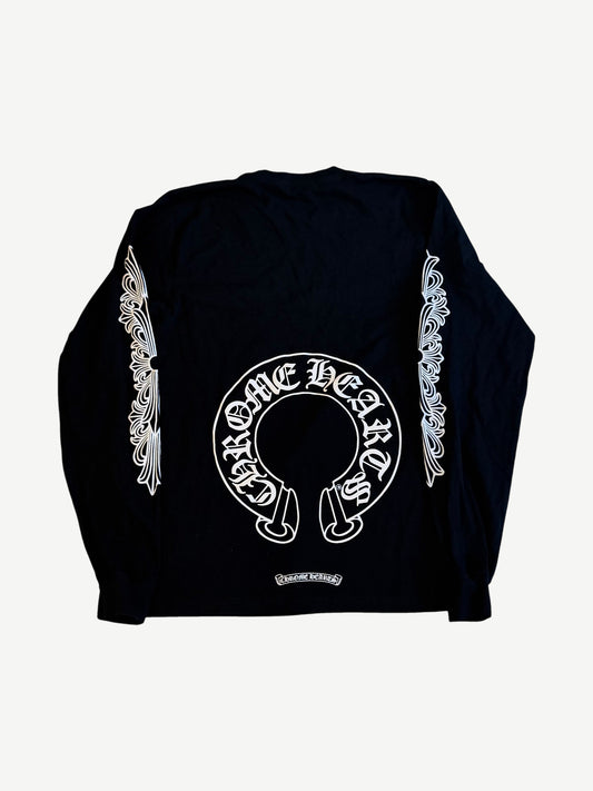 Chrome Hearts Black Horseshoe Floral Longsleeve