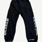 Chrome Hearts black sweatpants back view, horseshoe logo embroidery on cotton joggers